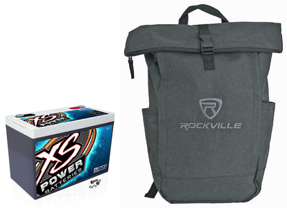XS Power D2700 4300 Amp AGM Power Cell Car Audio Battery + Backpack