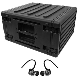 SKB 1SKB-R6 6U Roto-Molded Hardshell Rack Carry Case 1SKBR6 Bundle With Mackie Earbuds