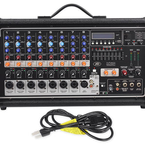 Peavey Pvi8500 400 Watt 8-Channel Powered Live Sound Mixer w/ Bluetooth+Blue Mic