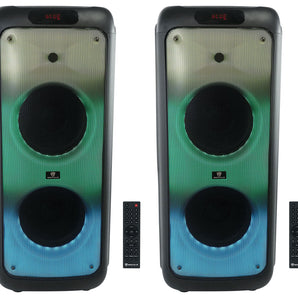 (2) Rockville BASS PARTY 10 Rechargeable LED Bluetooth Speakers w/Wireless Link