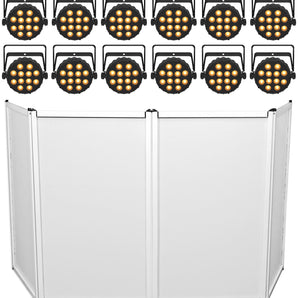 12) Chauvet DJ SLIMPAR Q12 BT ILS Wireless Par Wash Up-Lights w/Bluetooth+Facade