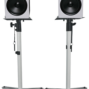 (2) Rockville APM8W 8" 500w Powered Studio Monitors+White Adjustable Stands