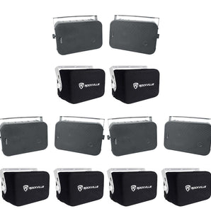 6 Rockville 6.5" Black 500w Outdoor Speakers+Waterproof Covers For Restaurant/Bar/Cafe