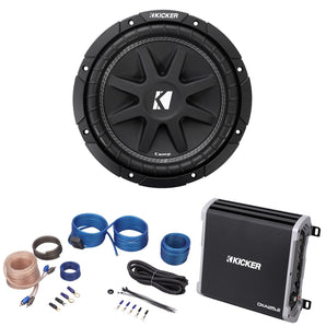 Kicker C10-4 (43C104) Comp 10" Comp10 Car Subwoofer+DXA125.2 Amplifier + Amp Kit