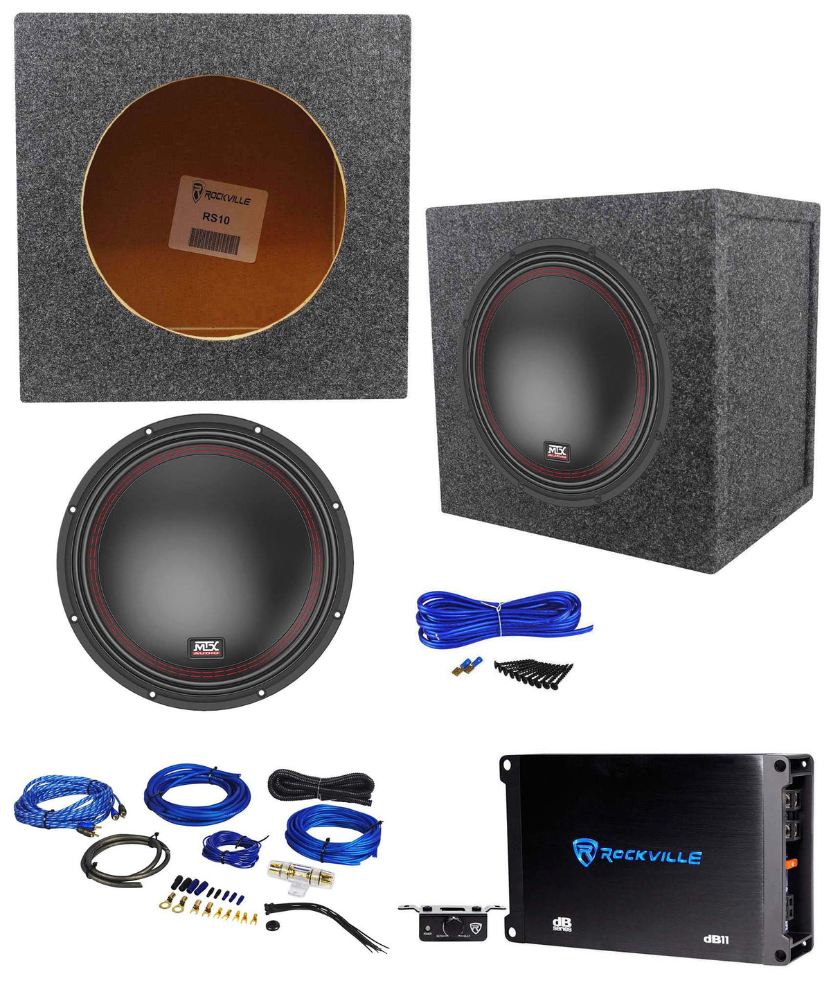 5510-44 10" Subwoofer, Sealed Enclosure, Amplifier & Amp Kit