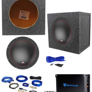 MTX 5510-44 10" 800 Watt DVC Car Subwoofer+Sealed Sub Box+Mono Amplifier+Amp Kit