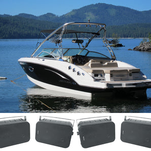 (4) Rockville HP65S-8 6.5" Black Marine Box Speakers with Swivel Bracket For Boats