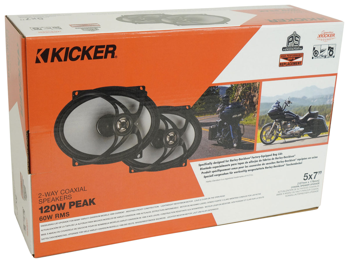 Pair Kicker 48PSC574 5x7" Saddlebag Speakers for 2006-Up Harley Davidson PSC57