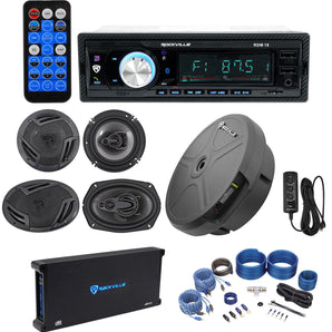 Rockville Bluetooth Receiver+6.5"+6x9" Car Speakers+Amp+Hidden Spare Tire Sub