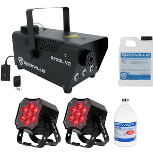 2) American DJ MOD STQ Compact LED DMX Par Can Wash Lights w/Remote+Fogger+Juice