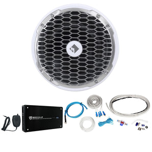 Rockford Fosgate PM212S4 600W 12" Marine Boat Subwoofer+4-Ch Amplifier+Amp Kit