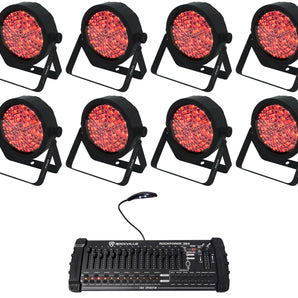 (8) Chauvet DJ SLIMPAR 56 ILS DMX RGB LED Par Wash Up-Lights+DMX Controller