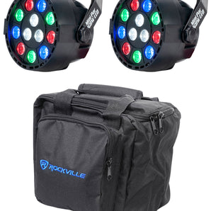 (2) Eliminator Mini Par RGBW LED DMX Par Wash Lights+Bag For DJ/Stage/Clubs/Bars
