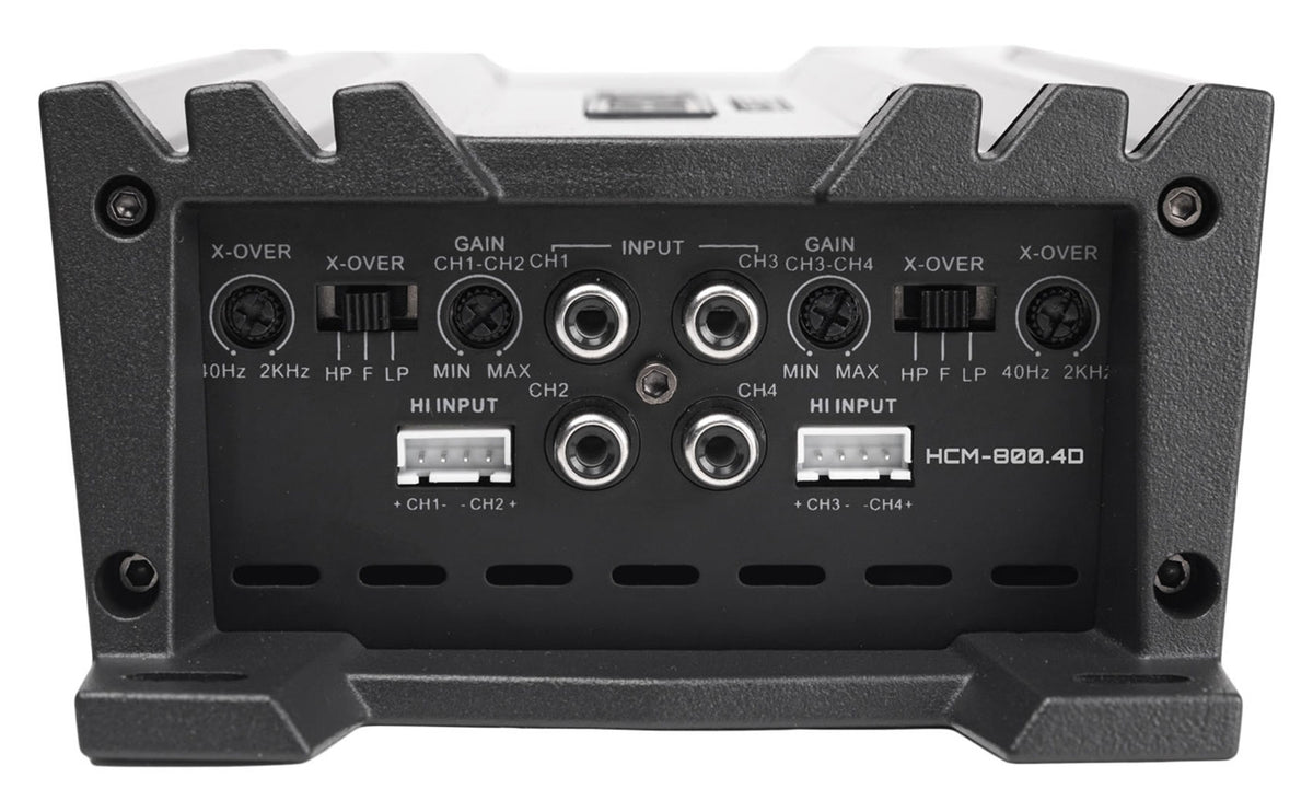 HCM-800.4D 800w 4-Channel Car Amplifier Class D Compact Amp + Wire Kit
