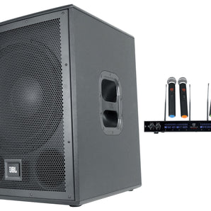 JBL IRX115S 1300 Watt 15" Powered Subwoofer Pro Audio PA Sub+(4) Wireless Mics