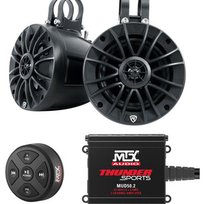 2 Rockville UTV/ATV 5.25" Rollbar Speakers+MTX Audio Amplifier+Bluetooth Control