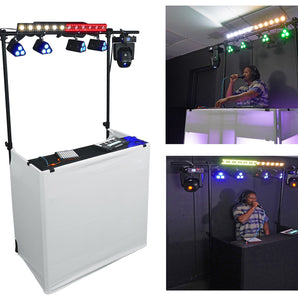 Rockville ROCKBOOTH TRUSS DJ Booth Table Facade with Lighting Truss and Travel Bag