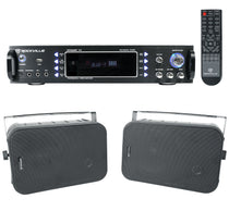 Home Theater Bluetooth Receiver +(2) 6.5" Black Speakers w/Swivel Brackets