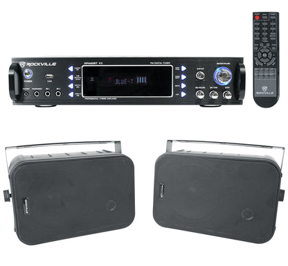 Home Theater Bluetooth Receiver +(2) 6.5" Black Speakers w/Swivel Brackets