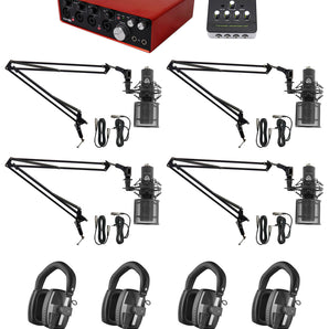 4-Person Podcasting Kit w/Scarlett Interface+Beyerdynamic DT-150-250 Headphones