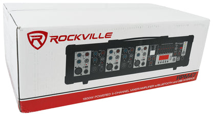 Rockville RPM47 1800 Watt Powered 5-Channel Mixer/Amplifier+(3) Mics+Case+Cables