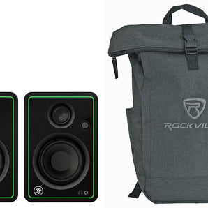 (2) Mackie CR3-XBT 3" 50w Bluetooth Multimedia Studio Monitors Speakers+Backpack