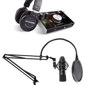 M-Audio MTRACK Gaming Twitch Stream Kit Headphones+Interface+Mic+Boom+Pop Filter