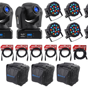(2) Martin Thrill Mini Profile Moving Heads+(6) Par Can Wash Lights+Cables+Bags