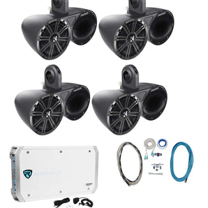 (2) Pairs Kicker 6.5" Wakeboard Component Speakers+6 Channel Amplifier+Amp Kit