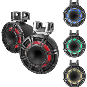 Pair KICKER KMTC9 HLCD 9" 600w Horn-Loaded LED Wakeboard Tower Speakers 44KMTC94