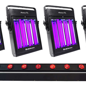 4) American DJ UV Panel HP 160w Blacklight Wash Light Fixtures+Moving Head Light