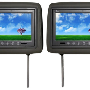 Pair Of TView T921PL 9" Gray Headrest Car Video Monitors + 2 Wireless Headsets