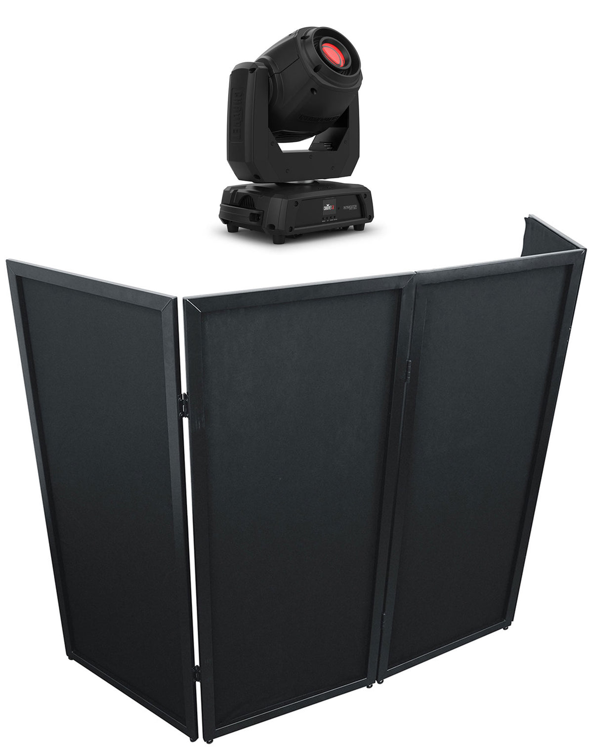 Intimidator Spot 360X Moving Head Light + Black DJ Facade