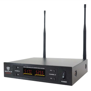 Rockville RWM65U Dual UHF 15 Channel Metal Handheld Wireless Microphone System