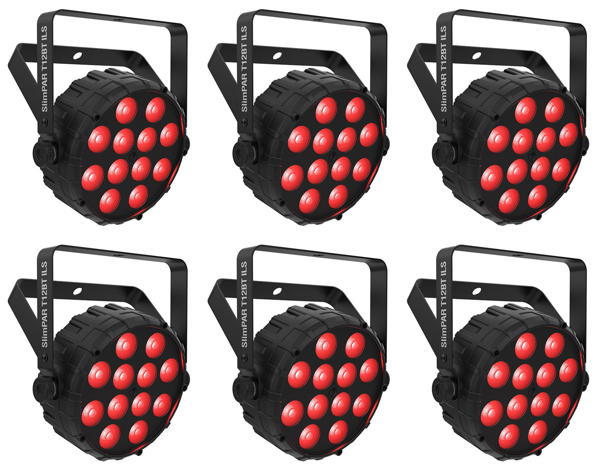 (6) SLIMPAR T12 BT ILS Wireless Par Wash Up-Lights