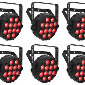 (6) Chauvet DJ SLIMPAR T12 BT ILS Wireless Par Wash Up-Lights w/ Bluetooth