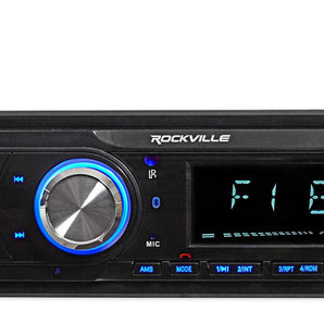 Rockville Bluetooth Receiver+(4) 5.25" Car Speakers+Amp+Powered Spare Tire Sub