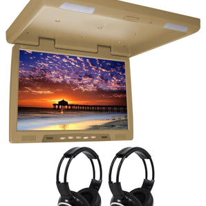 TView T2207IR 22"  Beige Overhead Car/Truck Video Monitor + 2 Wireless Headsets