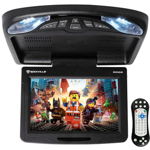 Rockville RVD12HD-BK 12 inch Black Flip Down Car Monitor with DVD/USB/SD Player + Games