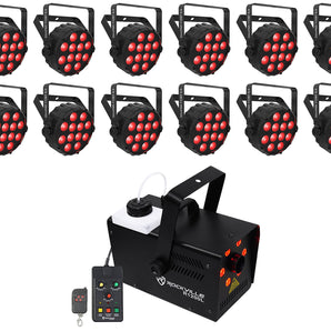 12) Chauvet DJ SLIMPAR T12 BT ILS Wireless Par Wash Up-Lights w/Bluetooth+Fogger