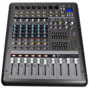 Rockville RPM870 8 Channel 6000w Powered Mixer w/ USB, Effects, 8 XDR2 Mic Pres