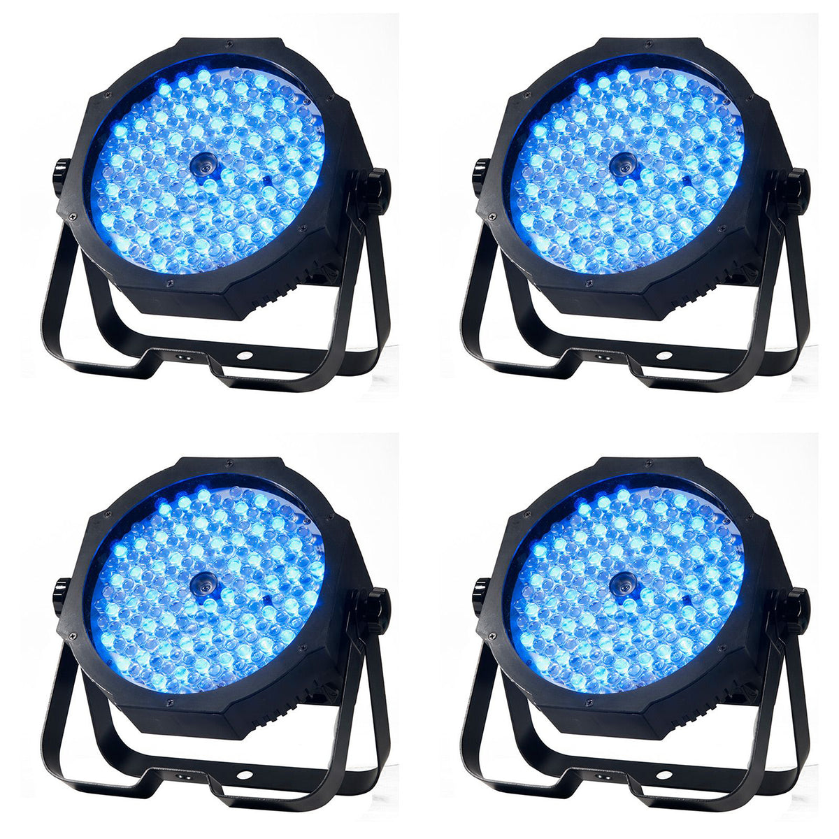 (4) Mega Go Par 64E RGB+UV DMX Par Can Stage Wash Lights