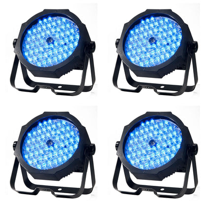 (4) Mega Go Par 64E RGB+UV DMX Par Can Stage Wash Lights