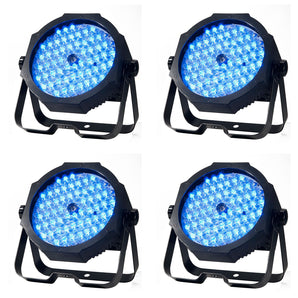 (4) Eliminator American DJ MEGA GO PAR 64E RGB+UV DMX Par Can Stage Wash Lights