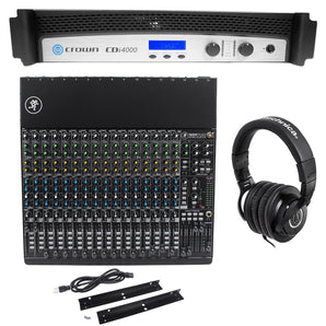 Crown CDi4000 2-Ch 1200w Amplifier+Mackie Analog Mixer+Audio Technica Headphones