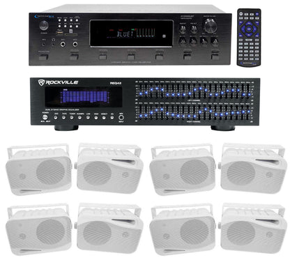 6-Zone Receiver with (4) Pairs of White 4" Indoor/Outdoor Speakers, Home Package