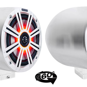 (2) kicker KM65 6.5" LED 360° Degree Swivel Chrome Surface Mount Boat Speakers