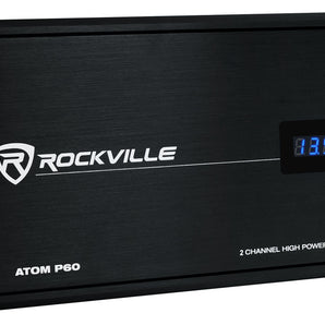 Rockville ATOM P60 4800 Watt Peak/1200w RMS 2 Channel Car/ATV Amplifier w Meter