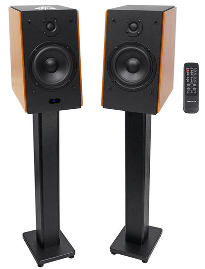 Pair HD5 5" 150w RMS Bluetooth Bookshelf Home Theater Speakers+Stands