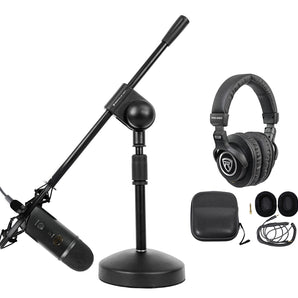 Yeti Blackout Studio Podcasting Podcast Kit wMicrophone+Headphones+Boom Stand